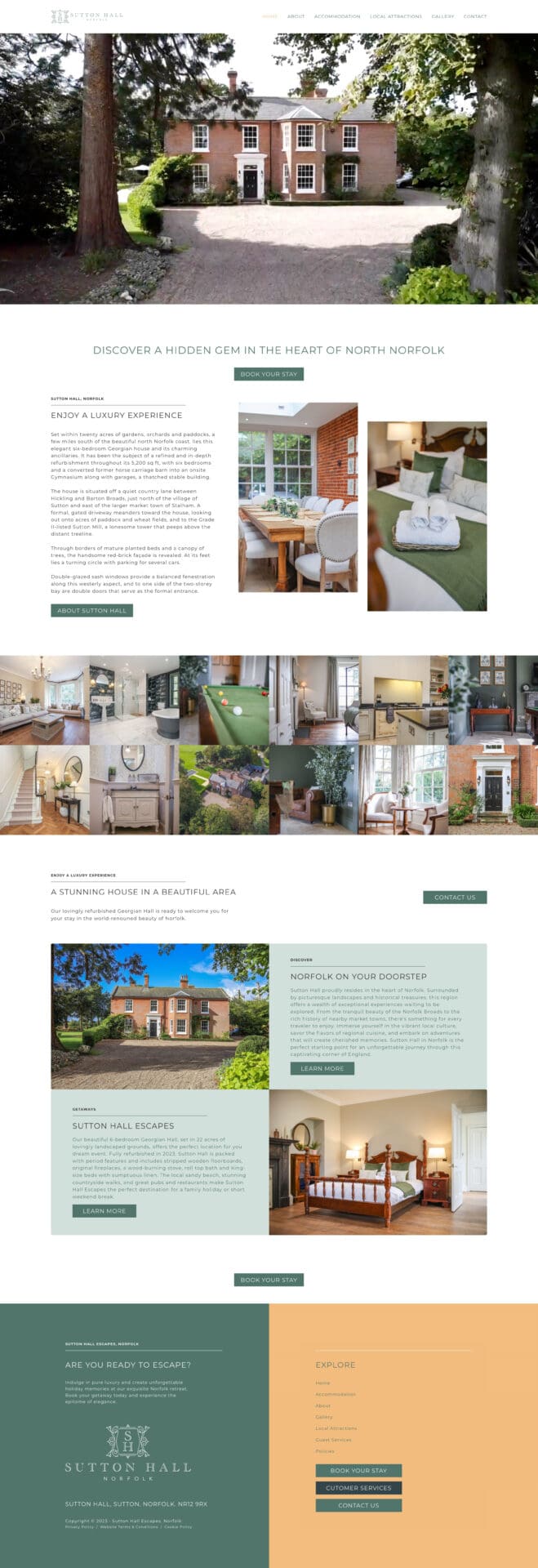 A website design for a Sutton Hall.